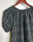 Joie 100% Silk Rabbit Carrot Novelty Print Puff Sleeve Short Sleeve Blouse Top