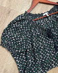 Joie 100% Silk Rabbit Carrot Novelty Print Puff Sleeve Short Sleeve Blouse Top
