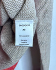 One Grey Day 100% Cashmere Tan Pink Crochet V - Neck Tunic Oversized Sweater