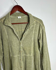 Poetry Hemp Organic Cotton Green Button Down Lightweight Long Sleeve Top