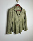 Poetry Hemp Organic Cotton Green Button Down Lightweight Long Sleeve Top