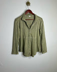 Poetry Hemp Organic Cotton Green Button Down Lightweight Long Sleeve Top