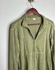 Poetry Hemp Organic Cotton Green Button Down Lightweight Long Sleeve Top