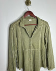 Poetry Hemp Organic Cotton Green Button Down Lightweight Long Sleeve Top