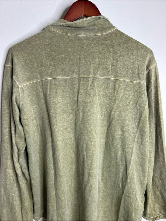 Poetry Hemp Organic Cotton Green Button Down Lightweight Long Sleeve Top