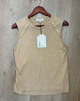 Nation LA 100% Cotton Tan Toffee Gold Button Muscle Tank Top