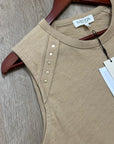 Nation LA 100% Cotton Tan Toffee Gold Button Muscle Tank Top