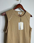 Nation LA 100% Cotton Tan Toffee Gold Button Muscle Tank Top