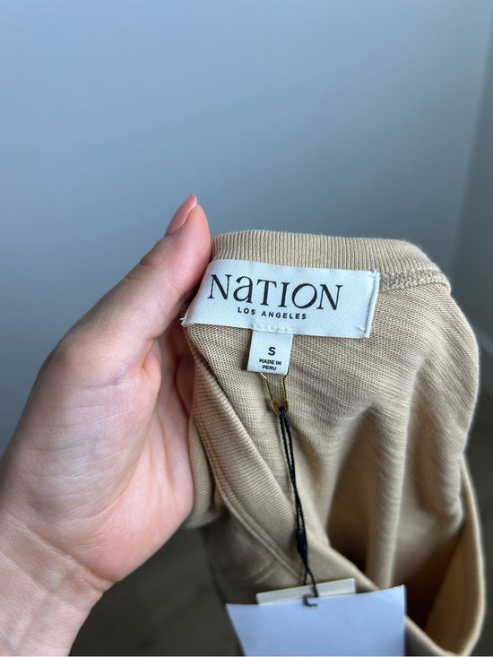 Nation LA 100% Cotton Tan Toffee Gold Button Muscle Tank Top