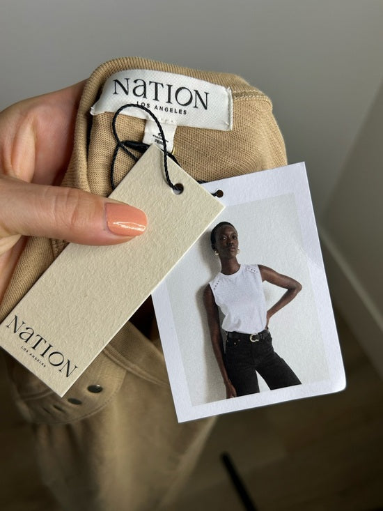 Nation LA 100% Cotton Tan Toffee Gold Button Muscle Tank Top
