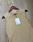 Nation LA 100% Cotton Tan Toffee Gold Button Muscle Tank Top