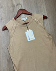 Nation LA 100% Cotton Tan Toffee Gold Button Muscle Tank Top