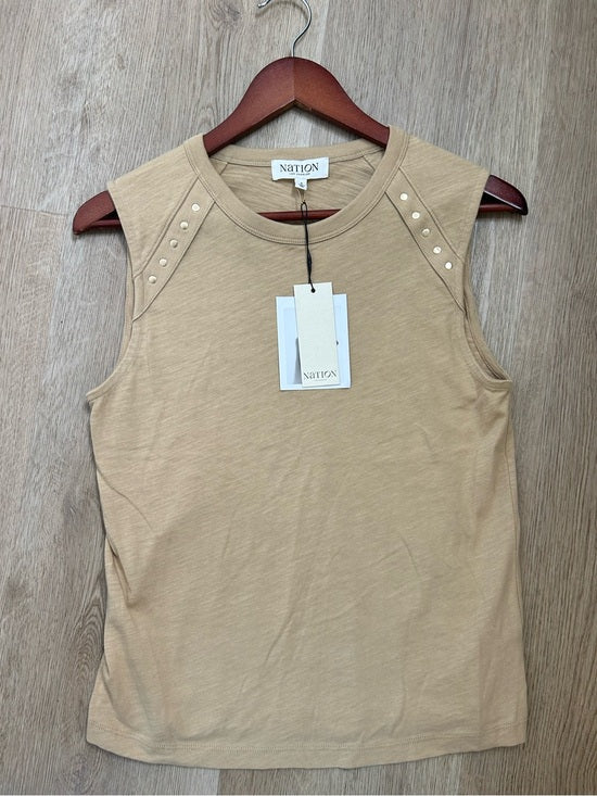 Nation LA 100% Cotton Tan Toffee Gold Button Muscle Tank Top