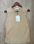 Nation LA 100% Cotton Tan Toffee Gold Button Muscle Tank Top