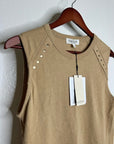 Nation LA 100% Cotton Tan Toffee Gold Button Muscle Tank Top