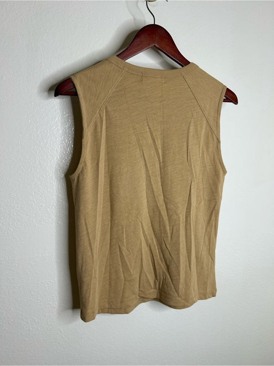 Nation LA 100% Cotton Tan Toffee Gold Button Muscle Tank Top