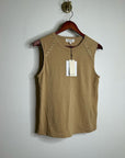 Nation LA 100% Cotton Tan Toffee Gold Button Muscle Tank Top