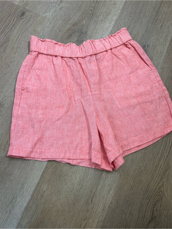 Talbots 100% Linen Nantucket Pull on Paperbag Short 5" Coral Pink