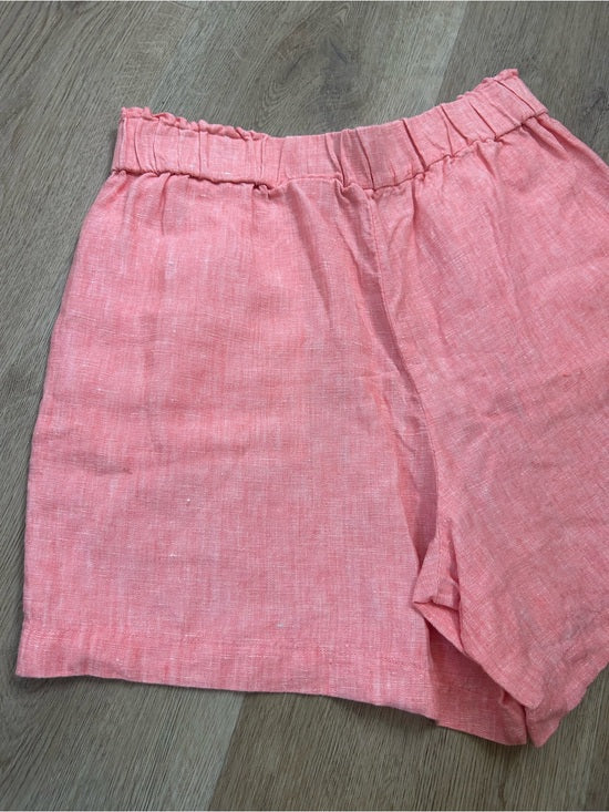 Talbots 100% Linen Nantucket Pull on Paperbag Short 5" Coral Pink