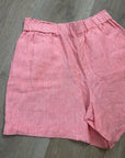 Talbots 100% Linen Nantucket Pull on Paperbag Short 5" Coral Pink