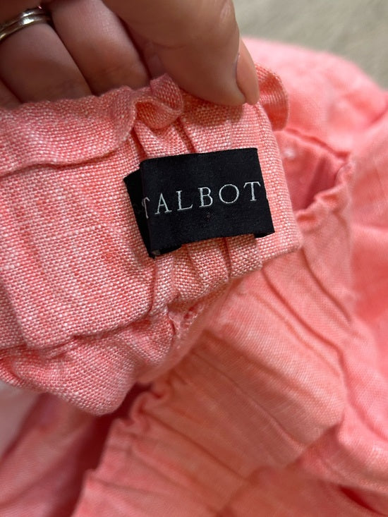 Talbots 100% Linen Nantucket Pull on Paperbag Short 5" Coral Pink