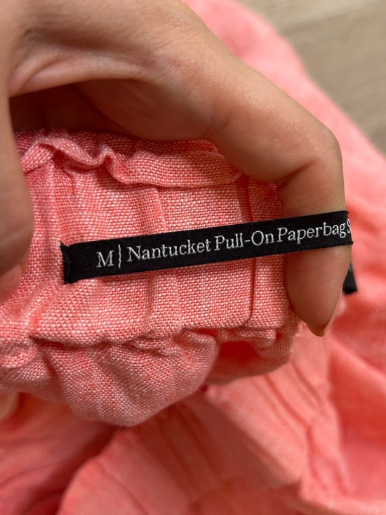 Talbots 100% Linen Nantucket Pull on Paperbag Short 5" Coral Pink