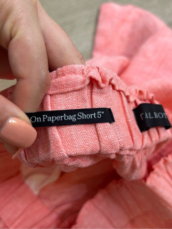 Talbots 100% Linen Nantucket Pull on Paperbag Short 5" Coral Pink