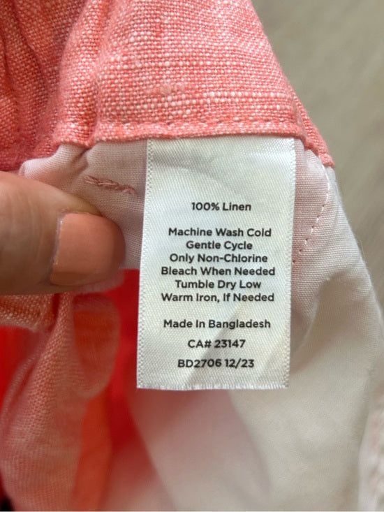 Talbots 100% Linen Nantucket Pull on Paperbag Short 5" Coral Pink