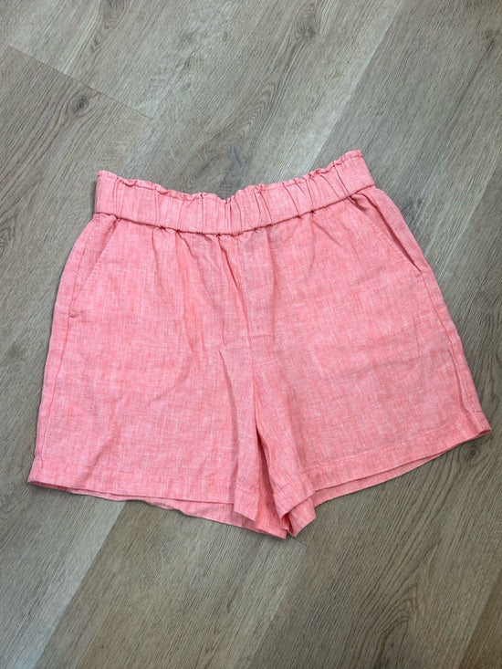 Talbots 100% Linen Nantucket Pull on Paperbag Short 5" Coral Pink