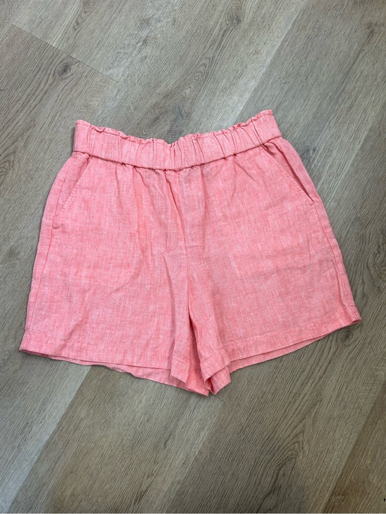 Talbots 100% Linen Nantucket Pull on Paperbag Short 5" Coral Pink