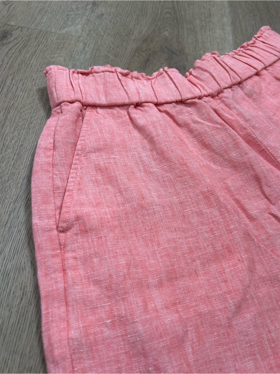 Talbots 100% Linen Nantucket Pull on Paperbag Short 5" Coral Pink