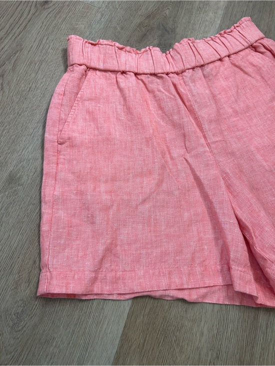 Talbots 100% Linen Nantucket Pull on Paperbag Short 5" Coral Pink