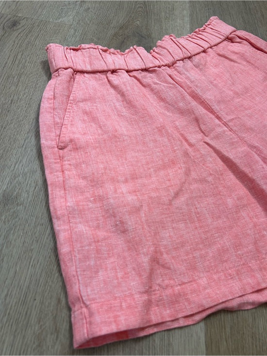 Talbots 100% Linen Nantucket Pull on Paperbag Short 5" Coral Pink