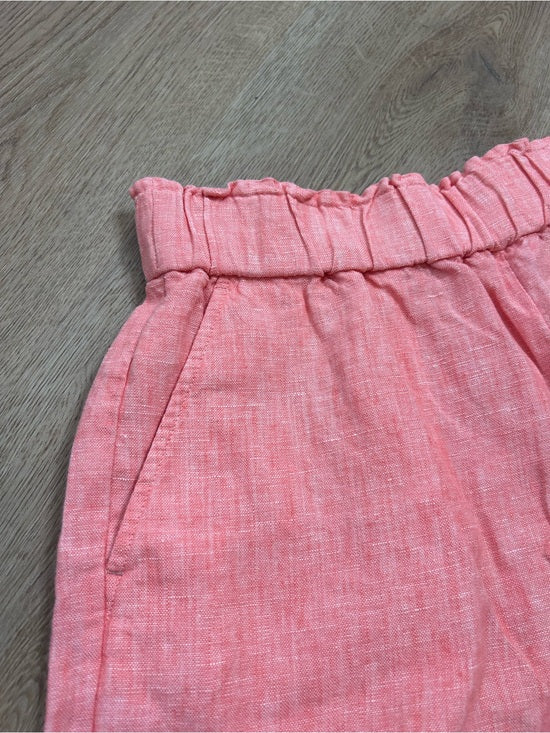 Talbots 100% Linen Nantucket Pull on Paperbag Short 5" Coral Pink