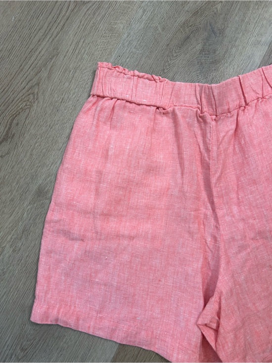 Talbots 100% Linen Nantucket Pull on Paperbag Short 5" Coral Pink