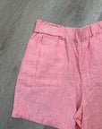Talbots 100% Linen Nantucket Pull on Paperbag Short 5" Coral Pink