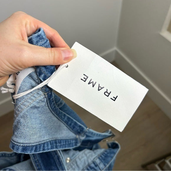 Frame Denim 100% Cotton Straight Leg Utility Patch Overalls