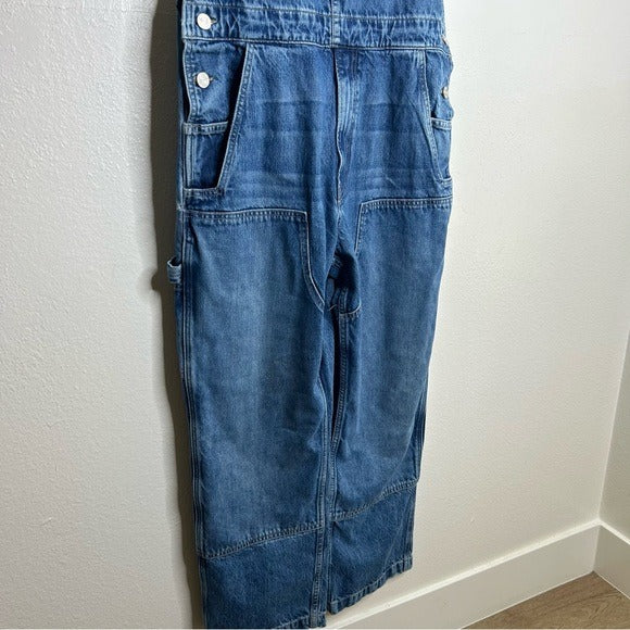 Frame Denim 100% Cotton Straight Leg Utility Patch Overalls