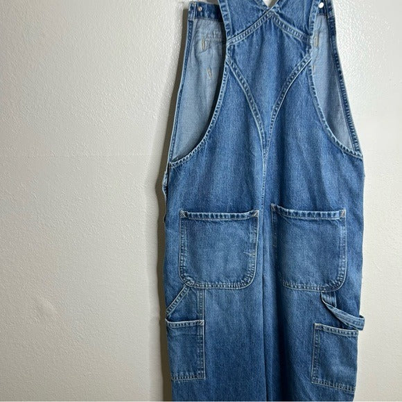 Frame Denim 100% Cotton Straight Leg Utility Patch Overalls