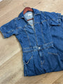 Free People 100% Cotton Marla Straight Leg Short Sleeve Denim Jumpsuit
