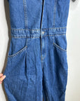 Free People 100% Cotton Marla Straight Leg Short Sleeve Denim Jumpsuit