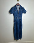 Free People 100% Cotton Marla Straight Leg Short Sleeve Denim Jumpsuit