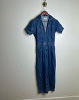 Free People 100% Cotton Marla Straight Leg Short Sleeve Denim Jumpsuit