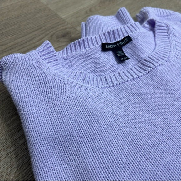 Eileen Fisher Eileen Fisher 100% Organic Cotton Lilac Purple Knit Textured Pullover Sweater - Cotton