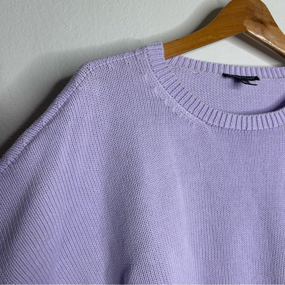 Eileen Fisher 100% Organic Cotton Lilac Purple Knit Textured Pullover Sweater