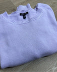 Eileen Fisher 100% Organic Cotton Lilac Purple Knit Textured Pullover Sweater