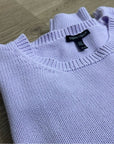 Eileen Fisher 100% Organic Cotton Lilac Purple Knit Textured Pullover Sweater