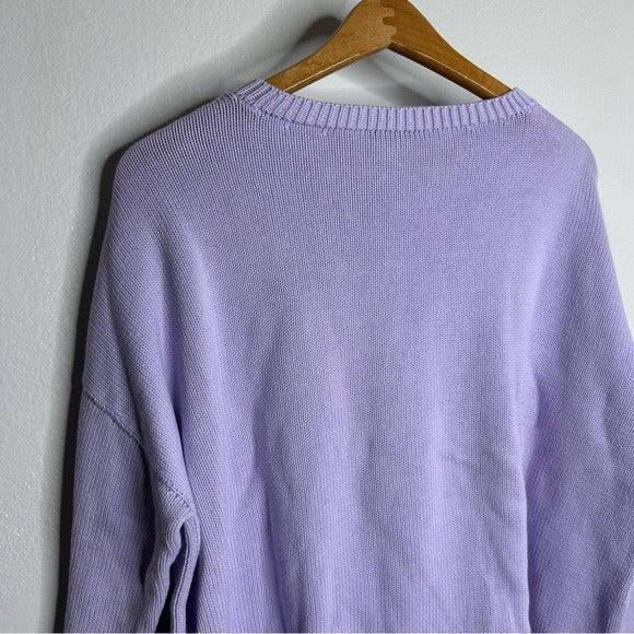 Eileen Fisher 100% Organic Cotton Lilac Purple Knit Textured Pullover Sweater