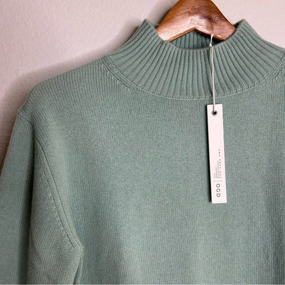 One Grey Day 100% Cashmere Teal Blue Turtleneck Tunic Sweater