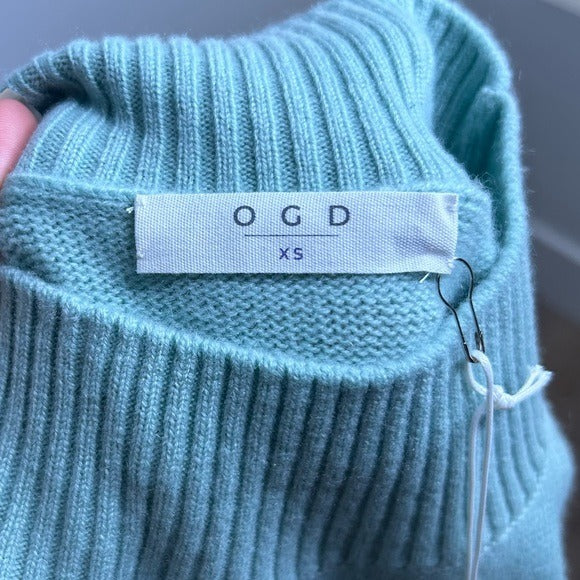 One Grey Day 100% Cashmere Teal Blue Turtleneck Tunic Sweater